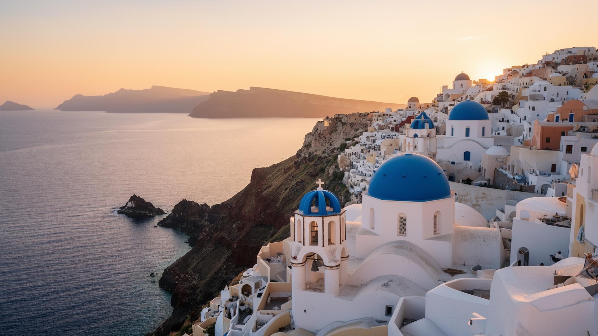 Santorini at golden hour